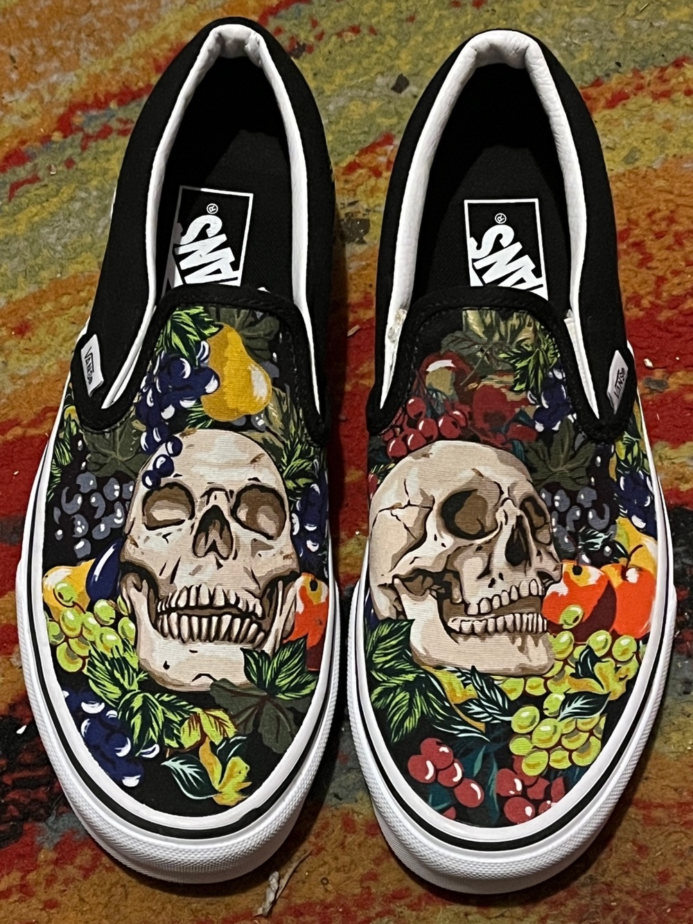 Vans Classic Slip-On Fruit Skull Shoes Men 7 Women 8.5 New Without Box